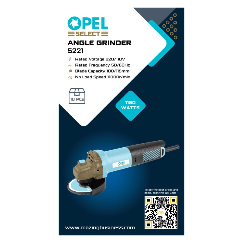 OPEL SELECT 5221 - 4" ANGLE GRINDER (1150Watts)