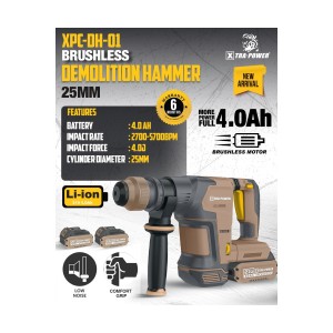 XTRA POWER XPC-DH-01 BRUSHLESS DEMOLITION HAMMER 25MM 21V