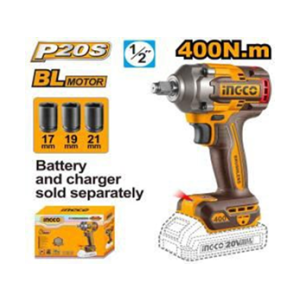 INGCO 20V CORDLESS IMPACT WRENCH SQ. DR.- 1/2 INCH - 400NM - CIWLI20401