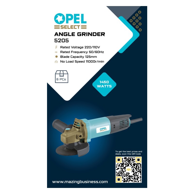 OPEL SELECT 5205 - 5"-125MM ANGLE GRINDER (1450Watts) (4" AND 5")
